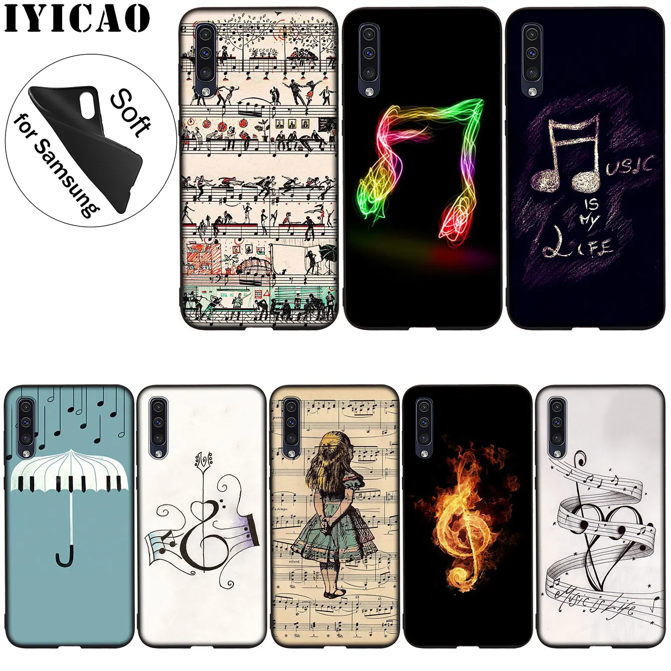 

Love Music Note Piano Umbrella Soft Silicone Case for Samsung Galaxy A70 A60 A50 A40 A30 A20 A10 A50S A40S A30S A20S A10S Cover