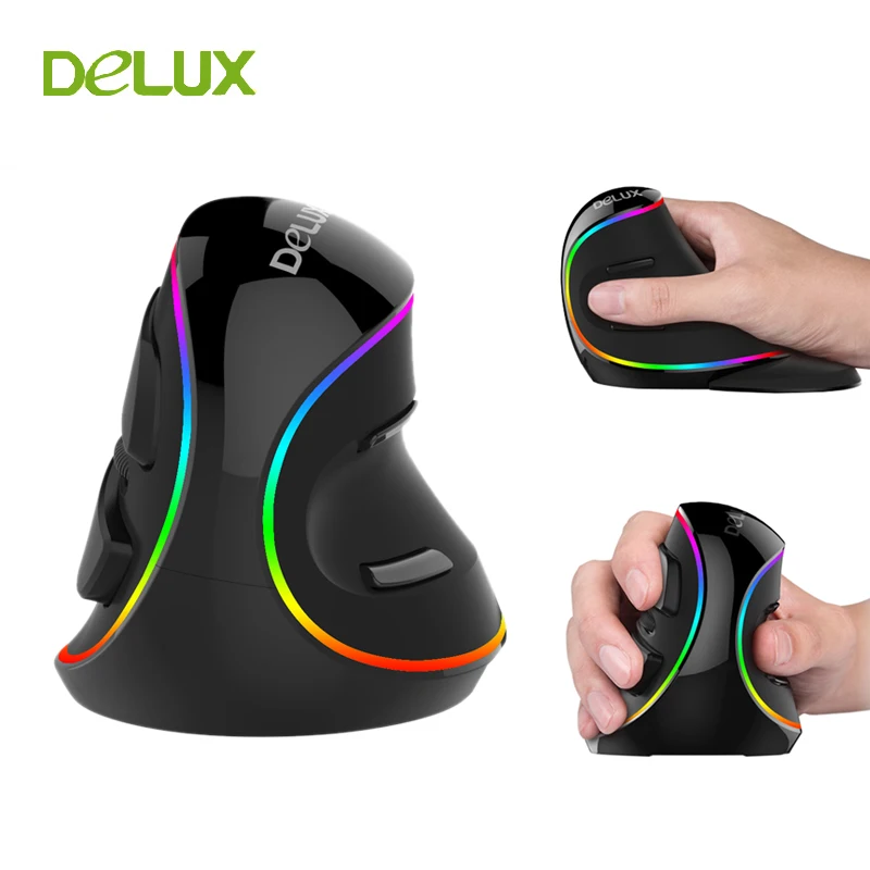 Ergonômicos com Fio Usb para pc Rato Vertical Ergonômico Direito Prendido Delux M618 Mais Rgb 6 Botão 1600 4000 Dpi Computador Mouses 2020