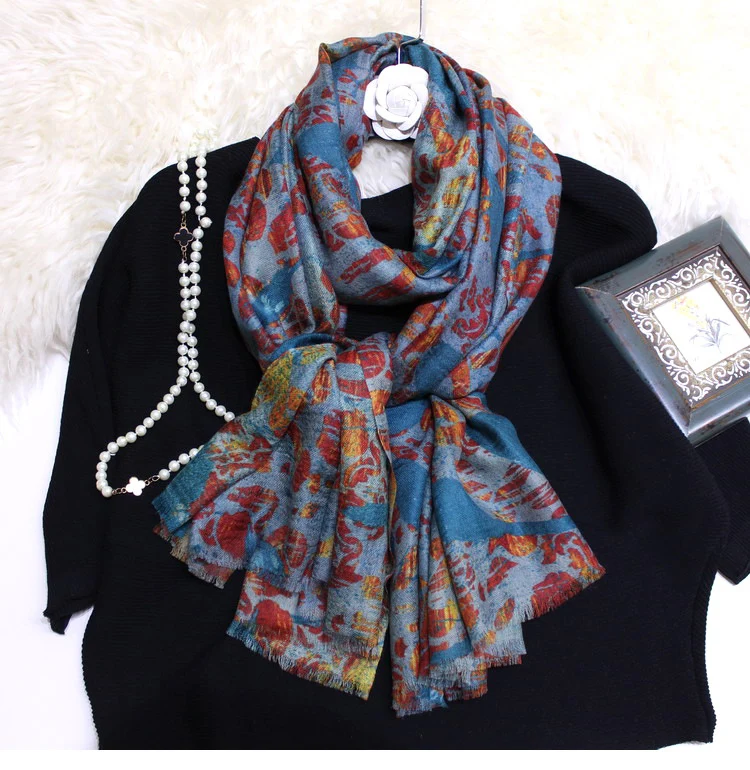 pure cashmere flowers animals print women fashion thin scarf shawl pashmina 100x200cm wholesale retail