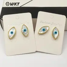 WT-E532 Злой Глаз серьга ракушка Лошадь глаз Форма морская оболочка с золотой Гальванизированный серьги женские модные серьги, украшения