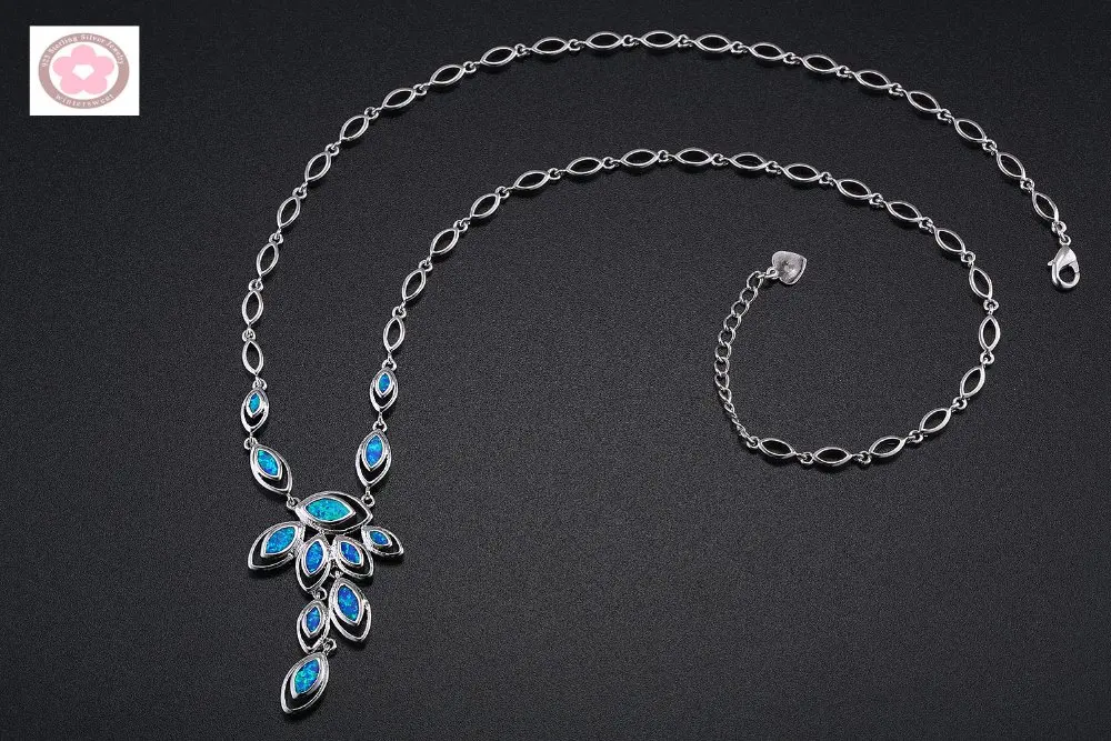JZN0013  Hot Sale Horse Eye Blue Opal Necklace Pendant Fashion Jewelry for Women Gift 3