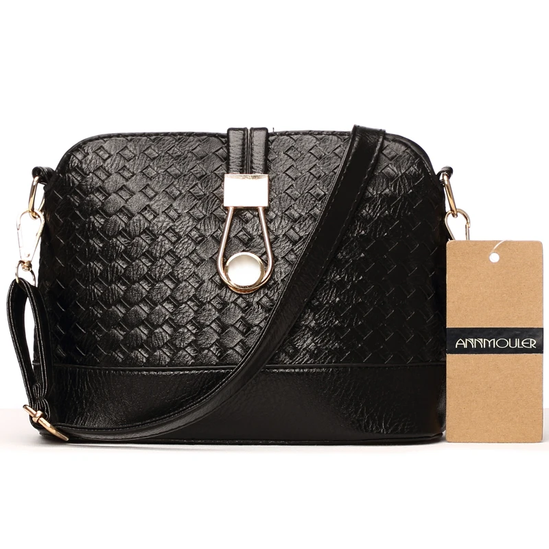  Annmouler Designer Women Shoulder Bag Knitting Small Bag Pu Leather Crossbody Bag Gold Silver Shell - 32825883346
