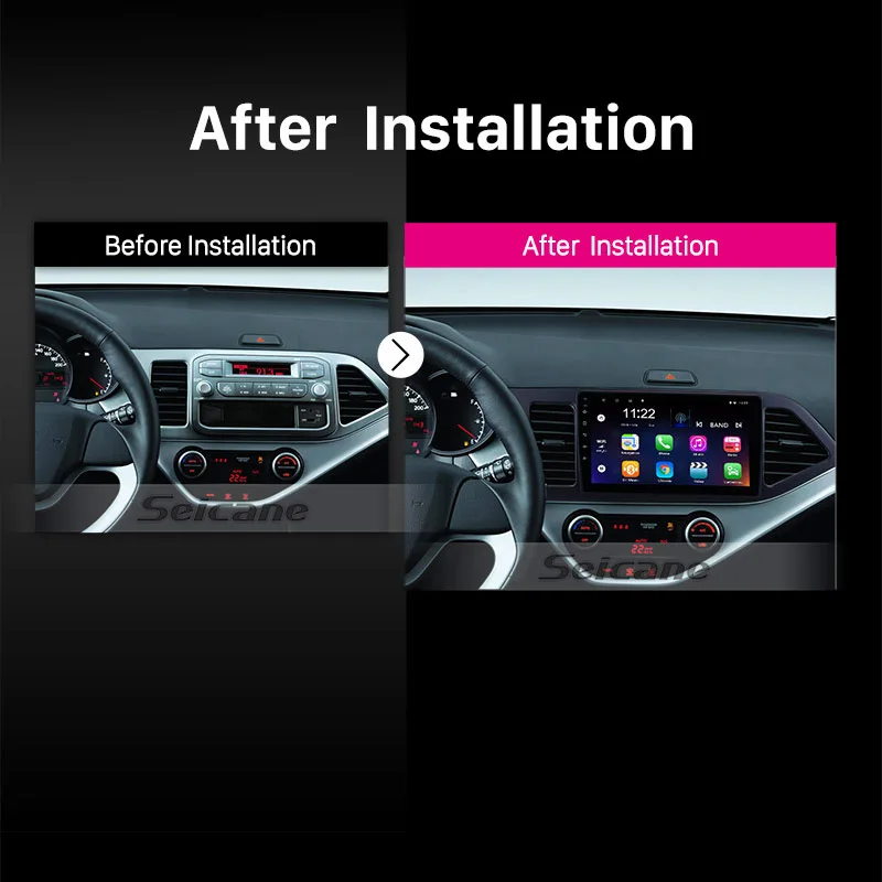 Best Seicane 9" Android 7.1/8.1 Car GPS Radio For 2011-2014 KIA PICANTO Morning HD 1024*600 Touch Screen Bluetooth Navigation system 3