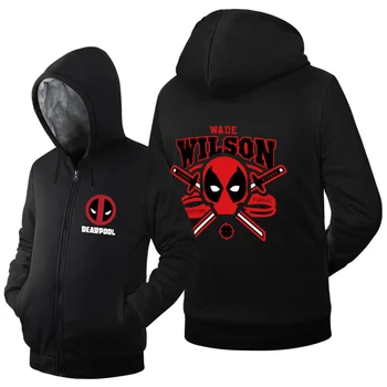 

Men's Sweatshirts Dead Pool Fashion Print Hip Hop 2018 Winter Thicken Zipper Hoodies Brand Clothing Streetwear Tracksuits Jacket