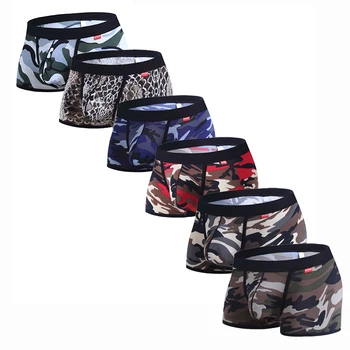 

3/6PCS/Lots Camouflage Printed Men Boxers Underwear Sexy Men Boxers U Bag Male Printing Cotton Underwear Mens Boxer Shorts
