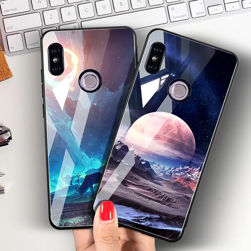 Hisomone For Xiaomi Redmi Note 5 4X 5 Pro Case Patterned Tempered Glass Silicone Cover For Xiao Redmi 5 Plus 4X Mi A1 5X Case
