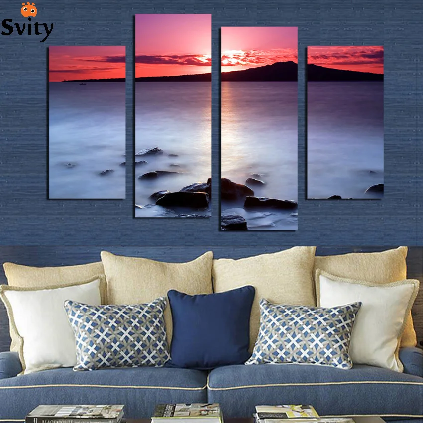 4 rectangular canvas painting home decorative art hanging lakeside