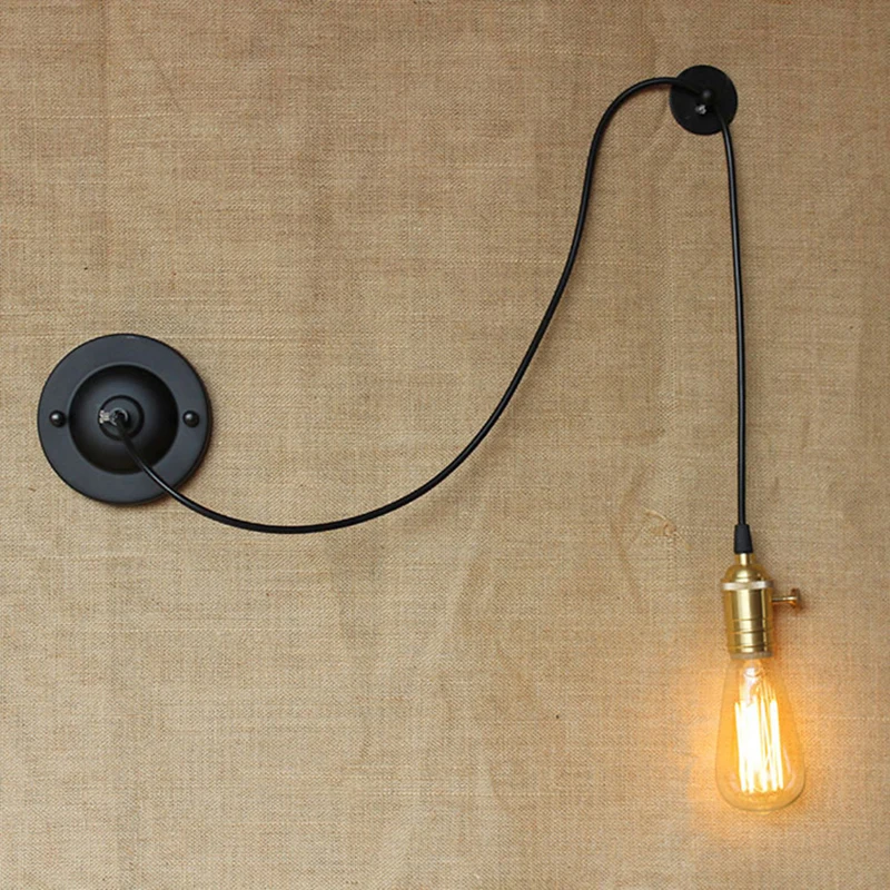 mini small wall lamps Vintage black rustic wall sconce lights Retro Loft Industrial Wall Lamp ...