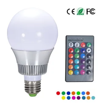 

1PC RGB LED Bulb E27 LED Lamp AC85-265V 110V 220V RGB Spotlight 5W 12W Magic Holiday RGB lighting+IR Remote Control 16 Colors