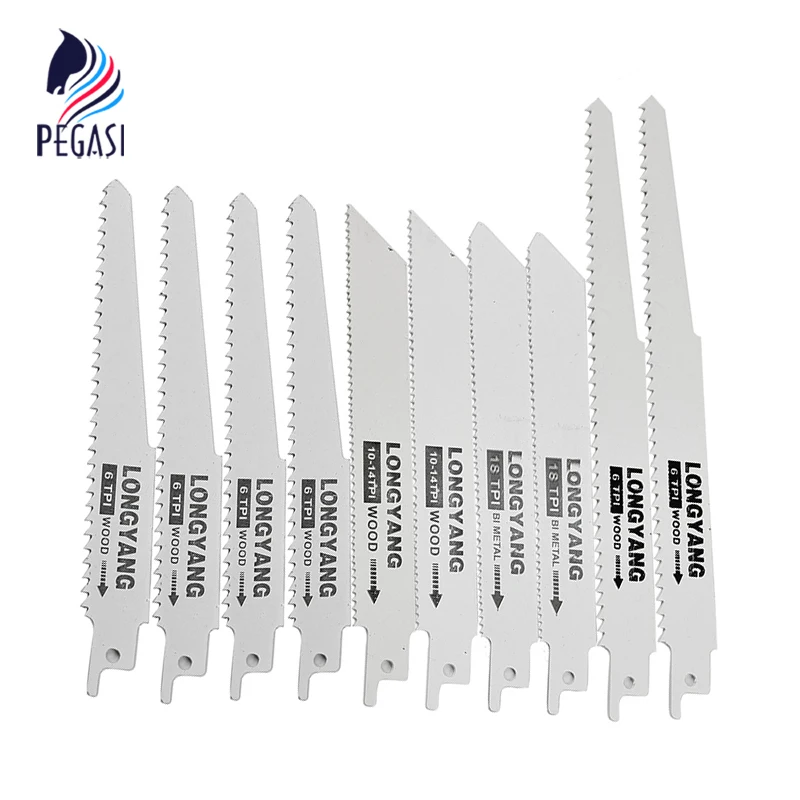  10pcs Saw Blades Set Carbide Woodworking Wood Fibreboard Metal Cutting Reciprocating Power Tools Ac