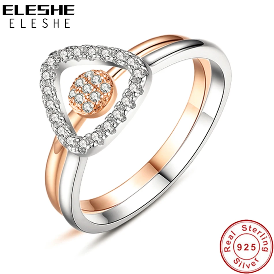 ELESHE 15 Styles 925 Sterling Silver Heart Circle Rings For Women Crystal CZ Finger Ring Wedding Engagement Jewelry Gift