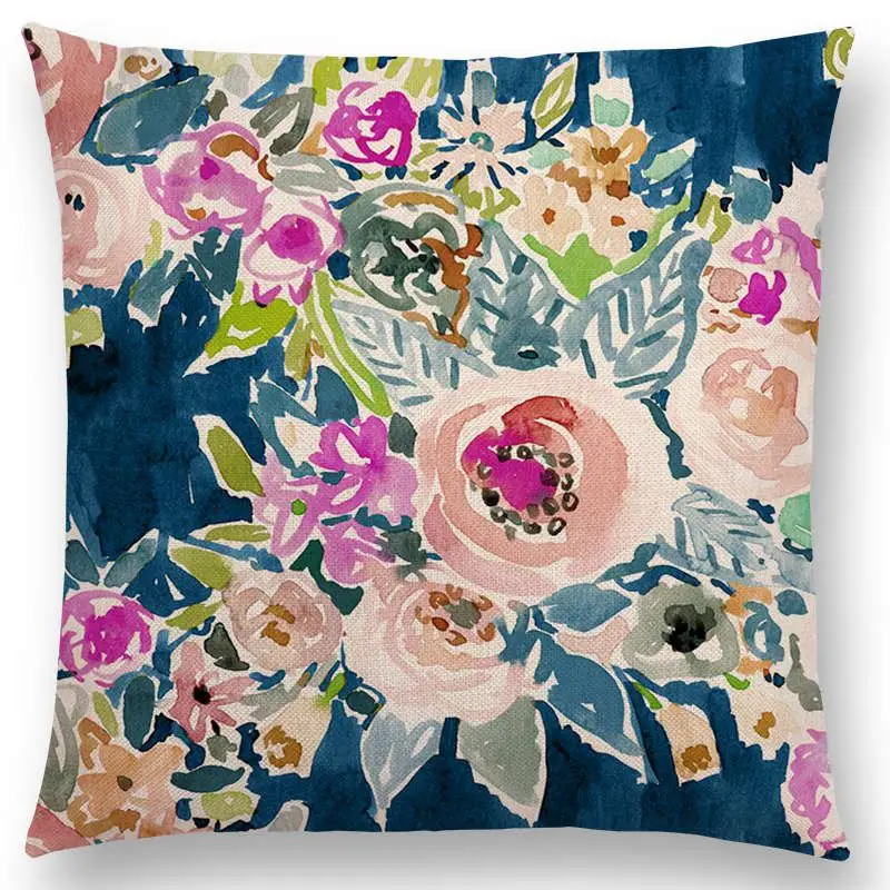 Дизайн Цветочные Стиль печатает диван Пледы наволочка Домашний Декор 25 цвета доступны Чехлы для подушек - Цвет: a018207