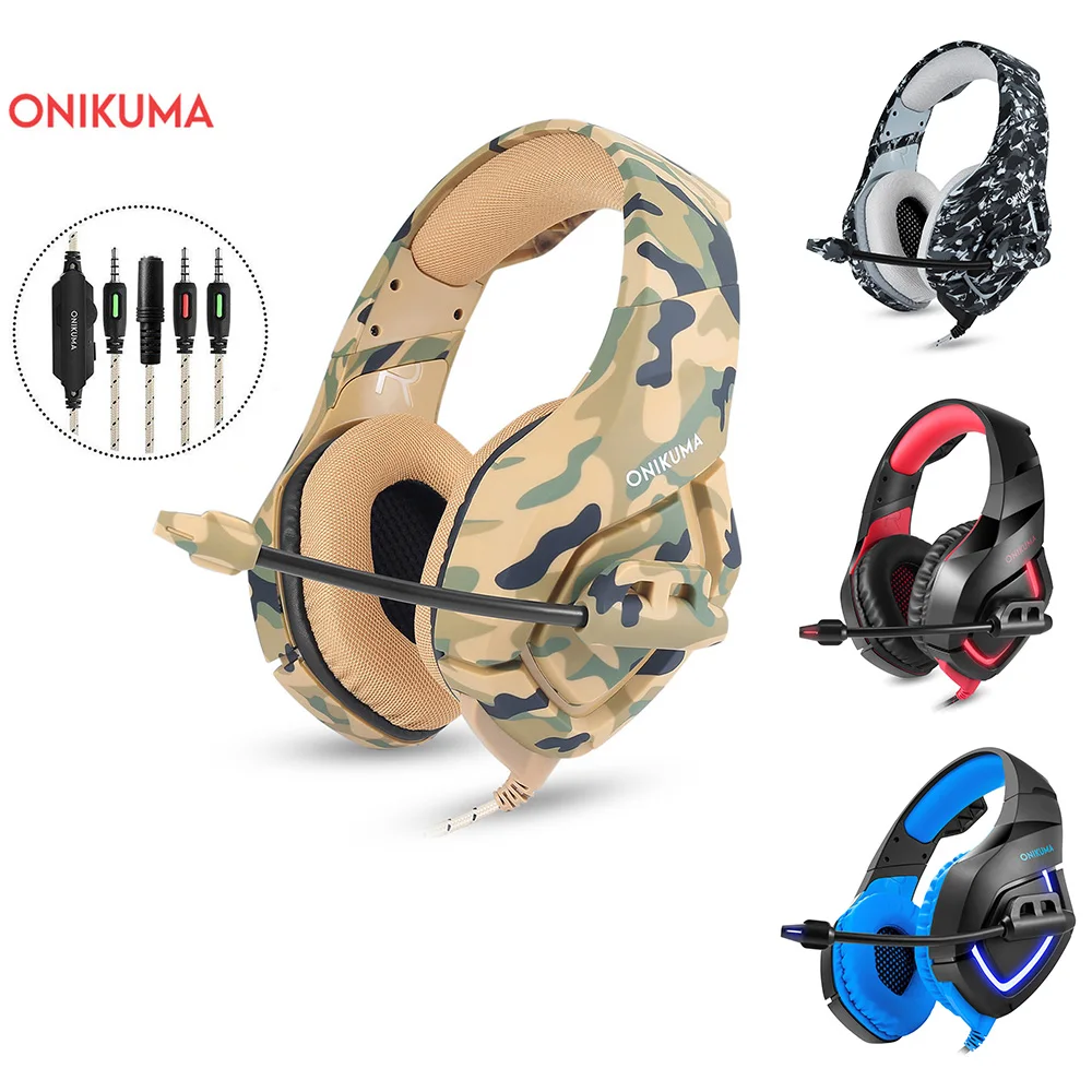ONIKUMA K1 PS4 игровая гарнитура Basss стерео наушники проводные для ПК с микрофоном