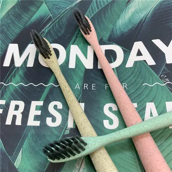 

Nano Wheat Straw Toothbrush Oral Care Ultra Soft Bamboo Charcoal Toothbrush Escova De Dente Biodegradable Charcoal Toothbrush
