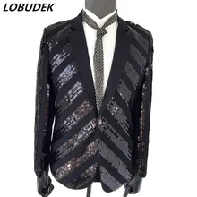 Осенне-зимние мужские черные блейзеры с блестками, куртка, модное тонкое пальто, верхняя одежда для выпускного вечера, вечерние, для гостей, для певицы для сцены, костюм