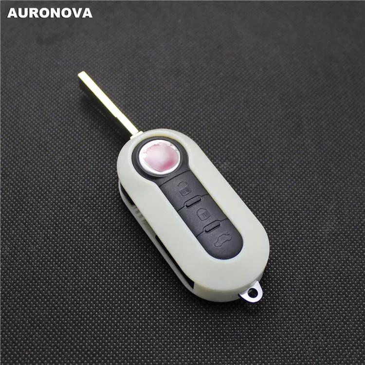 

AURONOVA New Replace Original Key Shell for FIAT 500 Panda Punto Bravo 3 Buttons Personalized Rice White Car Key Case