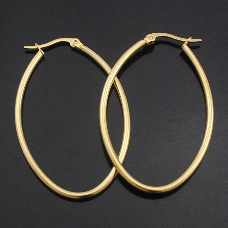 

ATGO Lady Simple Hoop Big/Small Oval Earrings Smooth 2017 Loop For Women Jewelry Top Quality Gift BE1202