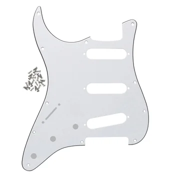 

Left-handed White 3Ply 11 Holes Guitar Pickguard SSS with Screws for FD Strat Style Guitar