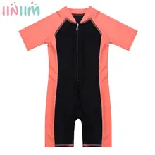 Iiniim/Детские комбинезоны для мальчиков и девочек, Цельный купальник с шортами на молнии, купальник, купальный костюм, летняя детская одежда для вечеринок