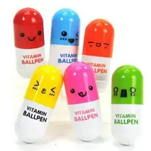 6 шт./партия, Детская Новая необычная креативная 6-цветная мультяшная таблетка, смайлик, растягивающаяся Шариковая ручка для учеников начальной школы