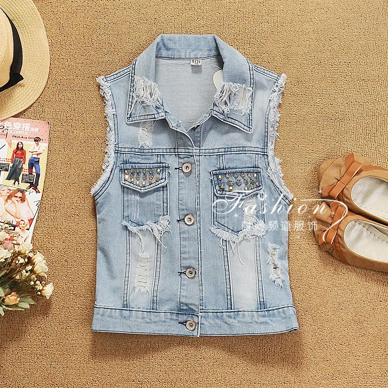 2013 new fashion rivet vintage denim vest sale of women's jackets women