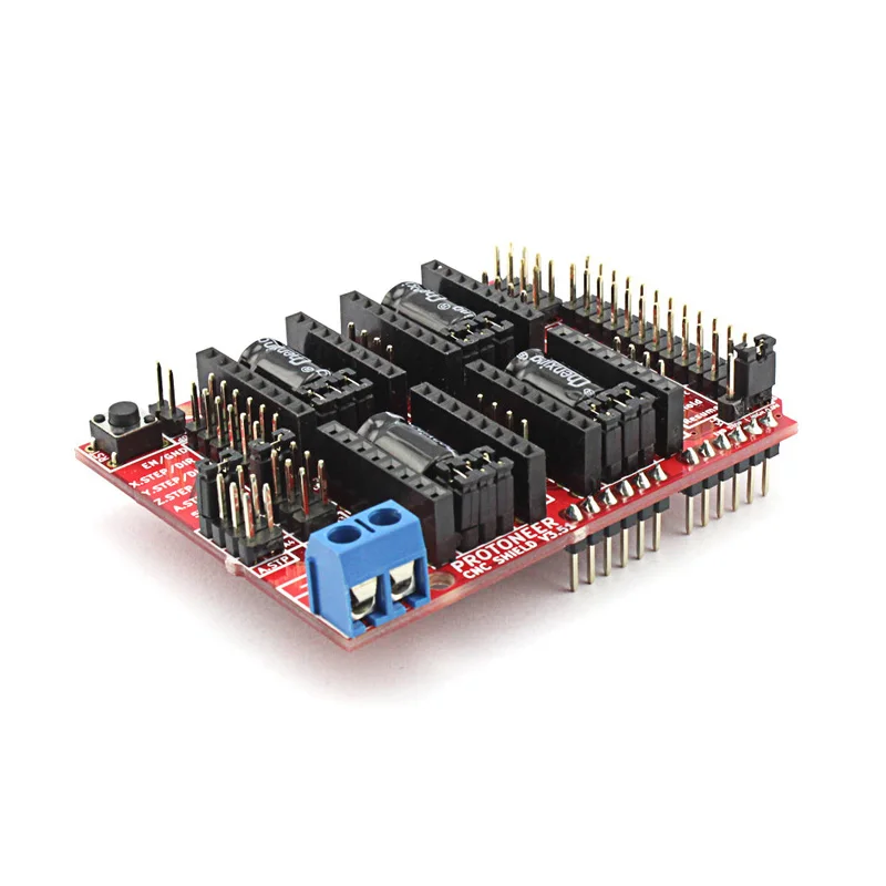 

New Development Board CNC Shield V3.51 for Arduino 3D Printer Micro Controllers GRBL v0.9 Compatible Uses Pololu Drivers