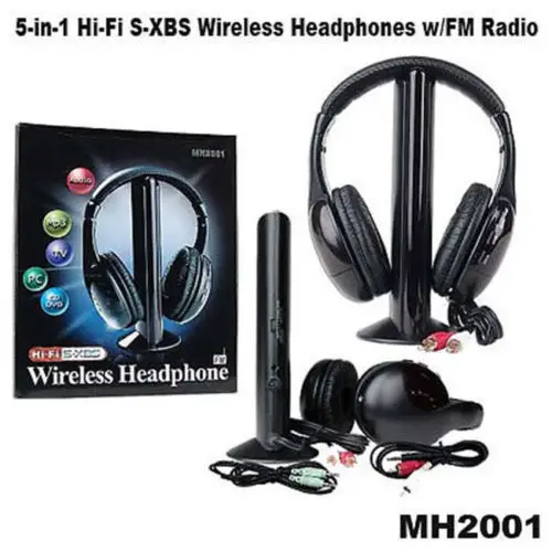 Новые наушники 5 в 1, Hi-Fi гарнитура, беспроводные наушники с fm-радио для MP3, ПК, стерео, ТВ, CD, беспроводные