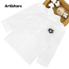 Белая блузка для девочек блузка с длинными рукавами для девочек, школьная рубашка с цветочным рисунком Детская школьная одежда для подростков 6, 8, 10, 12, 14 лет