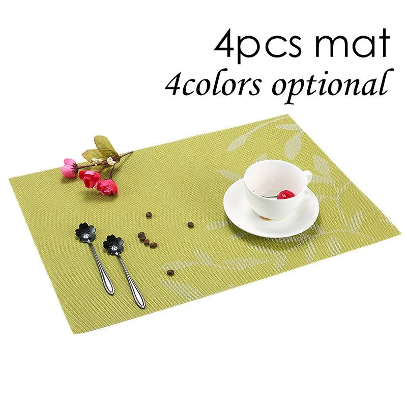 4 Pcs/lot Durable PVC Placemats Slip-Resistant Pad Table Dinner Mats Weave Washable Dining Bowl dish PlaceMat for Kitchen cafe