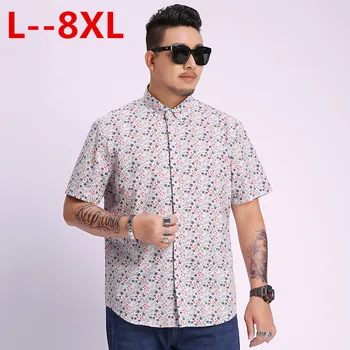 

8XL 6XL 5XL 4XL New Summer Mens Short Sleeve Beach Hawaiian Shirts Cotton Casual Floral Shirts Regular Plus Size Mens clothing
