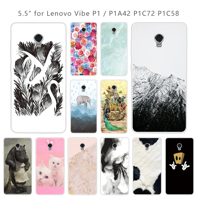 for Lenovo Vibe P1 Soft TPU Cases 5.5 inch Clear Silicone Skin Animal Back Cover Funda Shell |