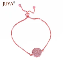 Браслет из розового золота женские модные ювелирные изделия микро проложить AAA циркон горный хрусталь Круглый талисман Кулон Регулируемая цепочка женские браслеты