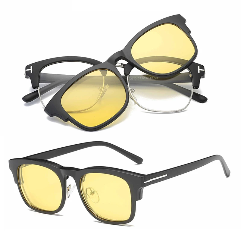 Optical Glasses Frame Men Eyeglasses Computer Prescription Half Frame male Spectacle Magnetic Clip On Sunglasses