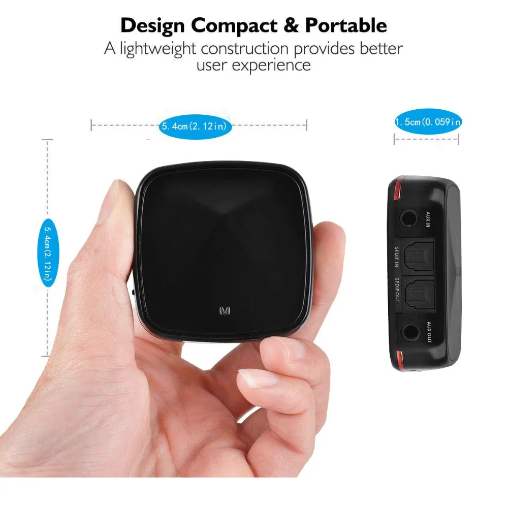Bluetooth 5,0 приемник передатчик для ТВ, 2-в-1 Bluetooth адаптер аудио, оптический TOSLINK, 3,5 мм AUX и RCA кабель, aptX HD