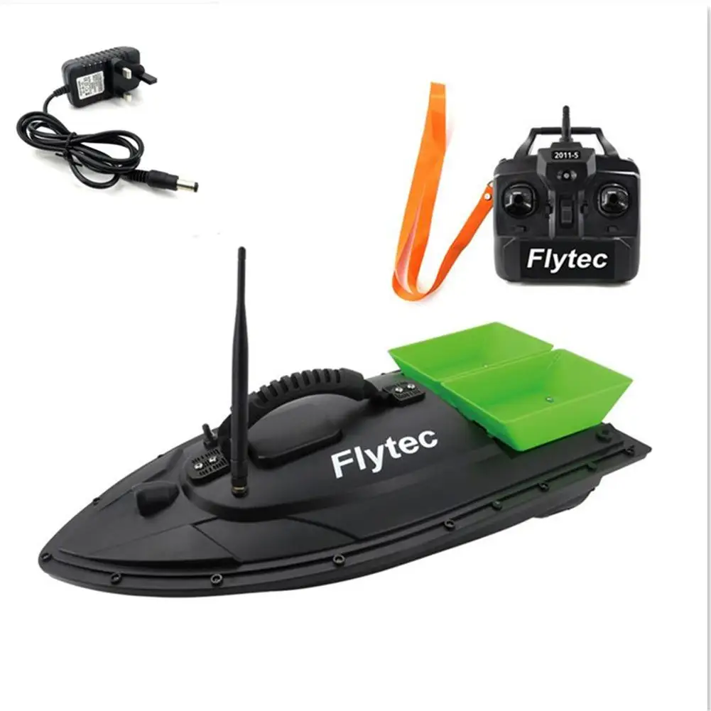 Flytec 2011-5 Fishing Tool Smart RC Bait Boat Digital Automatic Frequency Modulation Radio Remote Control Device Fishing 500M - Цвет: Green UK