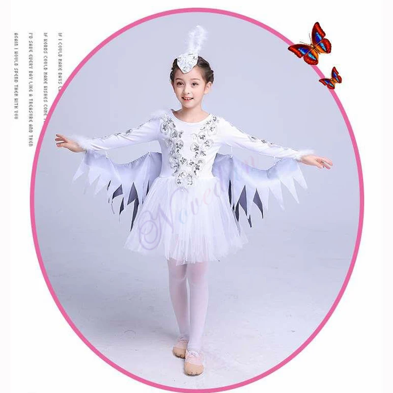Kids Bird Costume Girls White Ballet Dance Dress Animal Cosplay Halloween Birds Fairy Wings Stage Performance Clothing Kids Bird Costume Girls White Ballet Dance Dress Animal Cosplay Halloween Birds Fairy Wings Stage Performance Clothing
