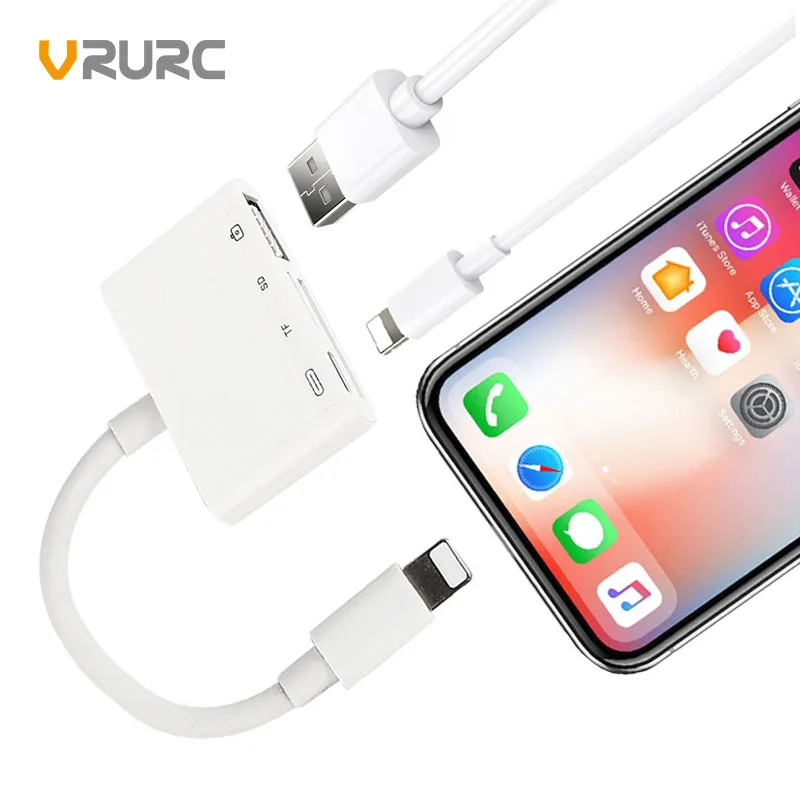 VRURC 4 в 1OTG USB 3 0 данных Камера чтения Кабель адаптер для iPhone X 7 8 плюс SD карты памяти