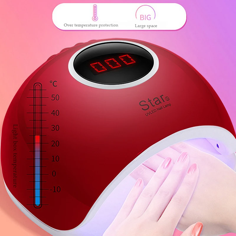 

Manooby Nail Lamp 72W Phototherapy Machine Nail Dryer for All Gels Smart Star 10/30/60s Timer Sun Light Infrared Sensing Tool