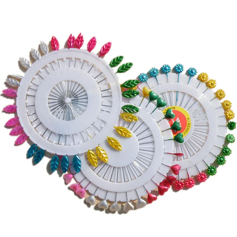 

30pcs/set 5.5cm Mixed Colors Flower Tree Leaf Pattern Headed Pins DIY Handwork Sewing Pins Weddings Decor Corsage Apparel pins