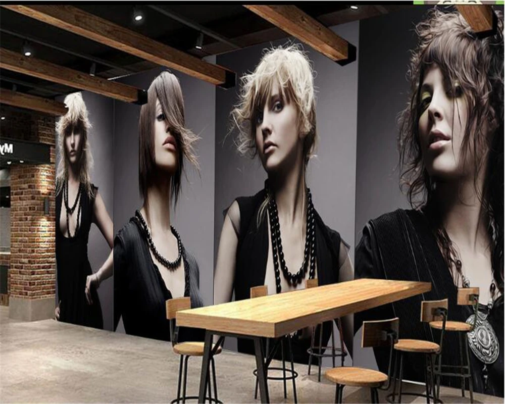 

beibehang custom made wall paper 3d Hair salon sexy beauty barber shop background wallpaper papier peint mural photo wallpaper