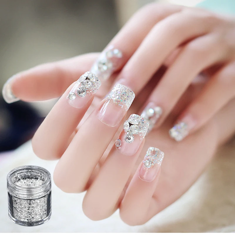 

10g/ Box Glitter Nail Art Decorations Silver Dust Powder Sequins DIY Magic Glimmer Tools