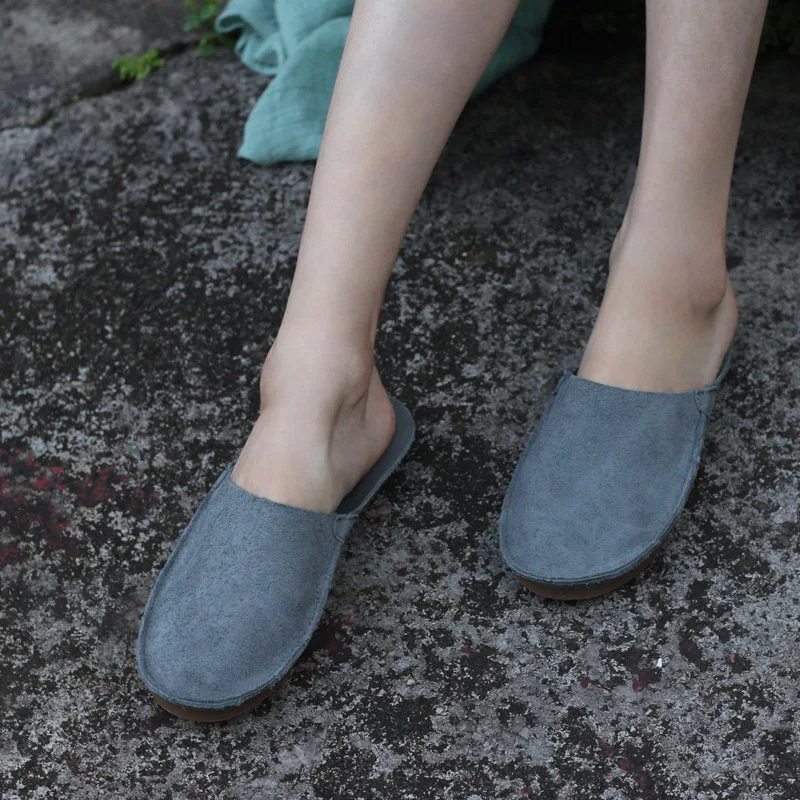 Careaymade-Woman Slippers Genuine Leather Slip on Ladies Flat Shoes pure handmade man Cow Suede Summer,9 colors big size 35-45