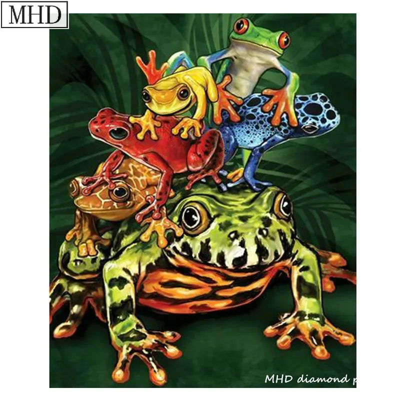 

New Arrival 5D DIY Diamond Painting Cross Stitch Frog Picture 3D Diamond Embroidered Crystal Mosaic Animal Art Painting