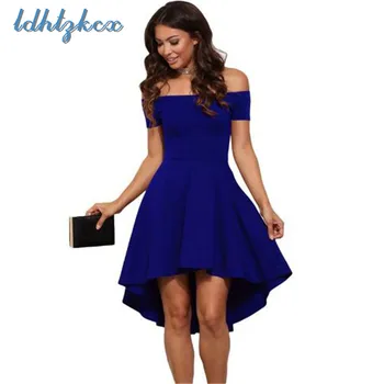 

Vintage Midi Dresses Women 2018 Summer Casual Burgundy Blue Princess Dresses Off-the-shoulder Short Sleeves A-Line Dresses LD222