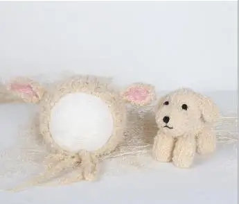 Новорожденный вязаный капот совпадающая игрушка набор новорожденный pixie beanie реквизит для фото вязаная детская шляпа реквизит для фотосъемки - Цвет: as photo