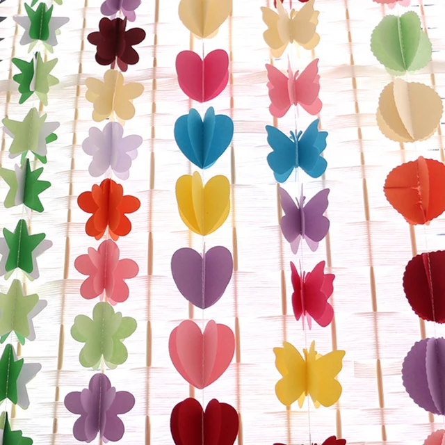 3m 3d hanging paper garland heart star string wedding party birthday paper banner