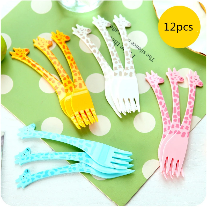 

12pcs/Pack Cartoon Small Fruit Fork Set Gold Dessert Fork For Cake Snack Gold Salad Fork dinnerware set 0