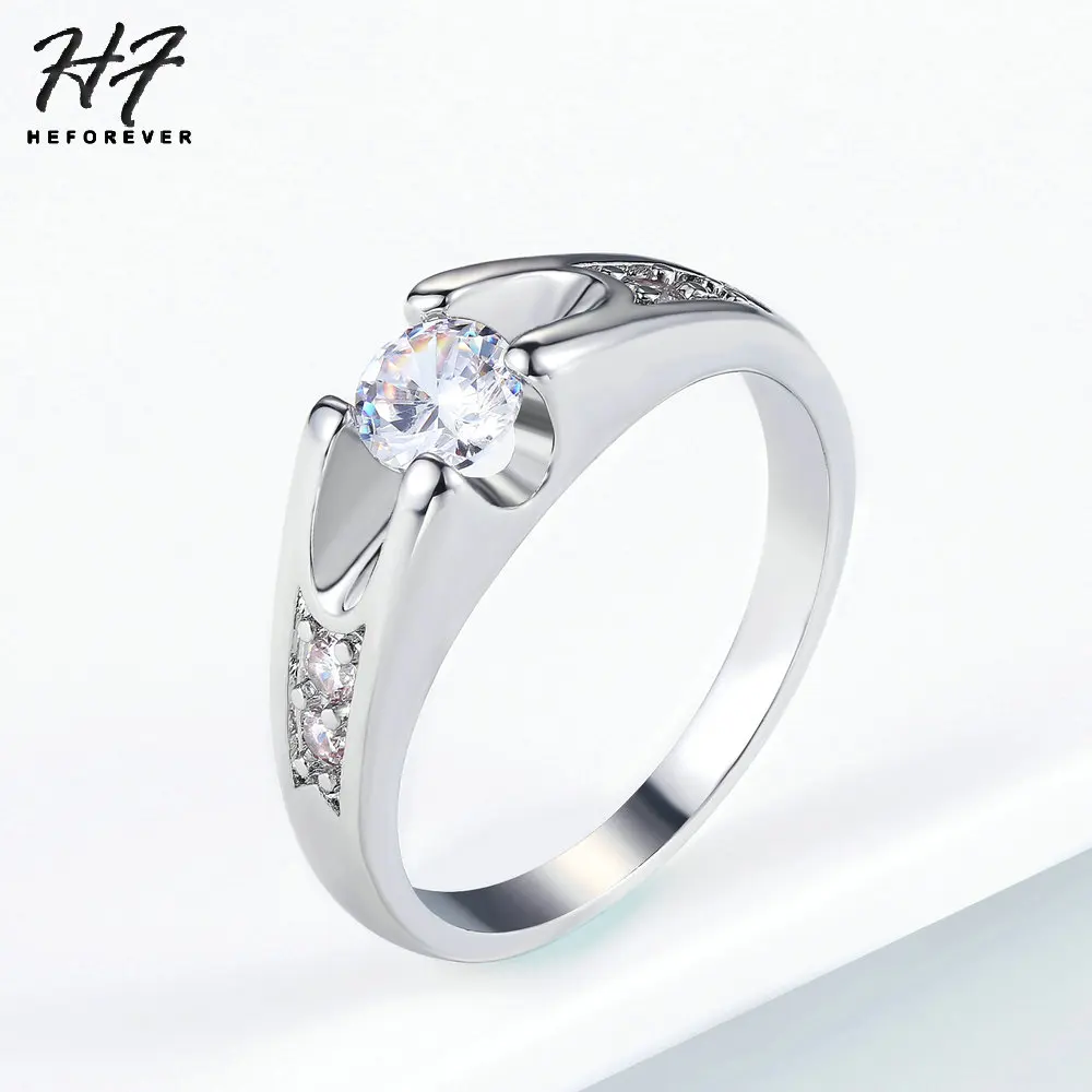 6 Items CZ Crystal Wedding Rings for Women & Men Rose Gold Color Cubic Zirconia Engagement Party Jewelry for Lover R249 R110