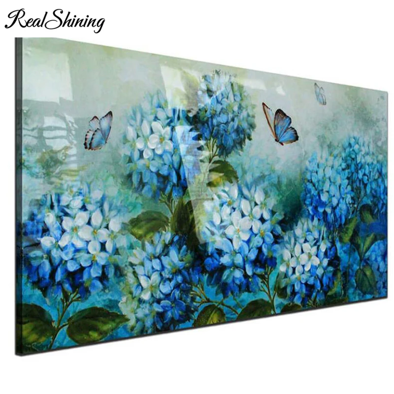 

5d diy diamond Cross Stitch Blue Hydrangea Flowers Mosaic diamond painting full diamond Embroidery Patterns Rhinestones FS4095