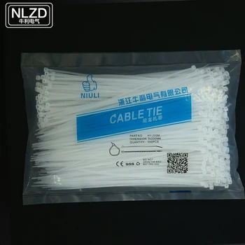 

500pcs 3*200mm 3x200 Width 1.9mm Length 200mm white/black Plastec self-locking nylon cable ties wire zip tie Free shipping